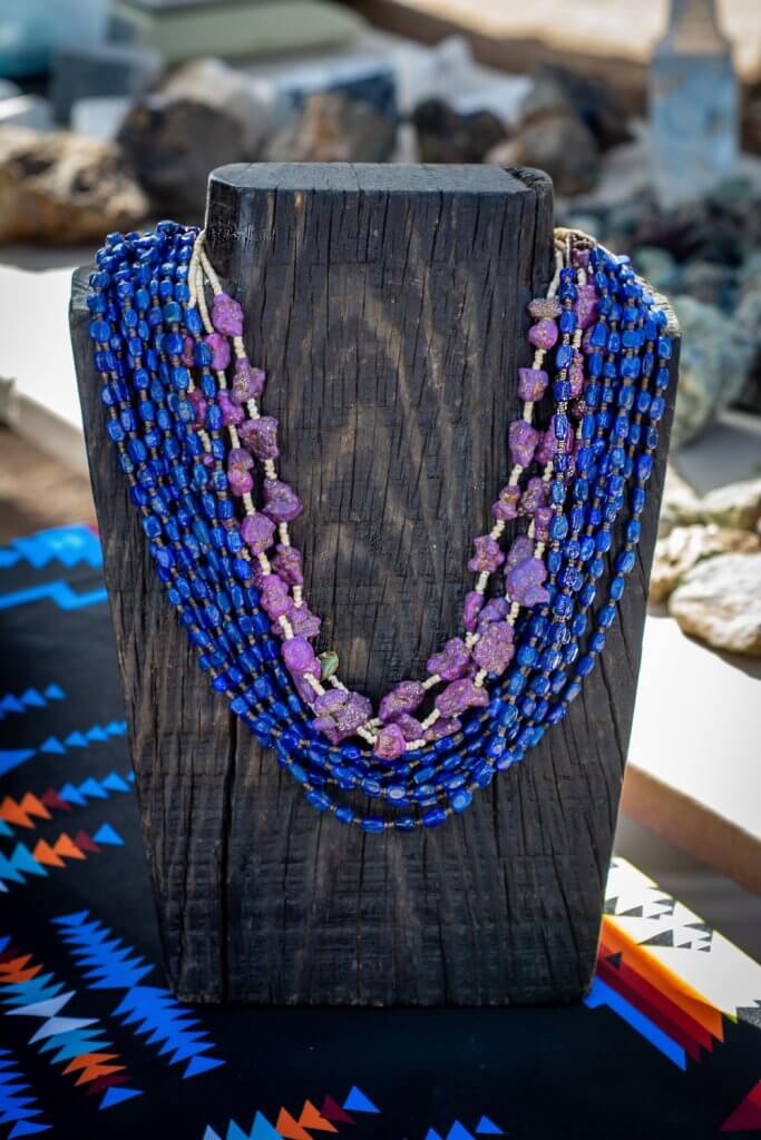 Beaded necklace at Native American flea market. 